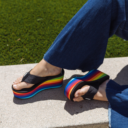 Crush Rainbow Black Platform Flip Flop  Rocket Dog - Rocket Dog