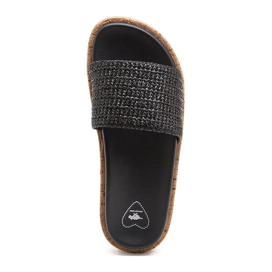 Fay Black Slide Sandals - Rocket Dog
