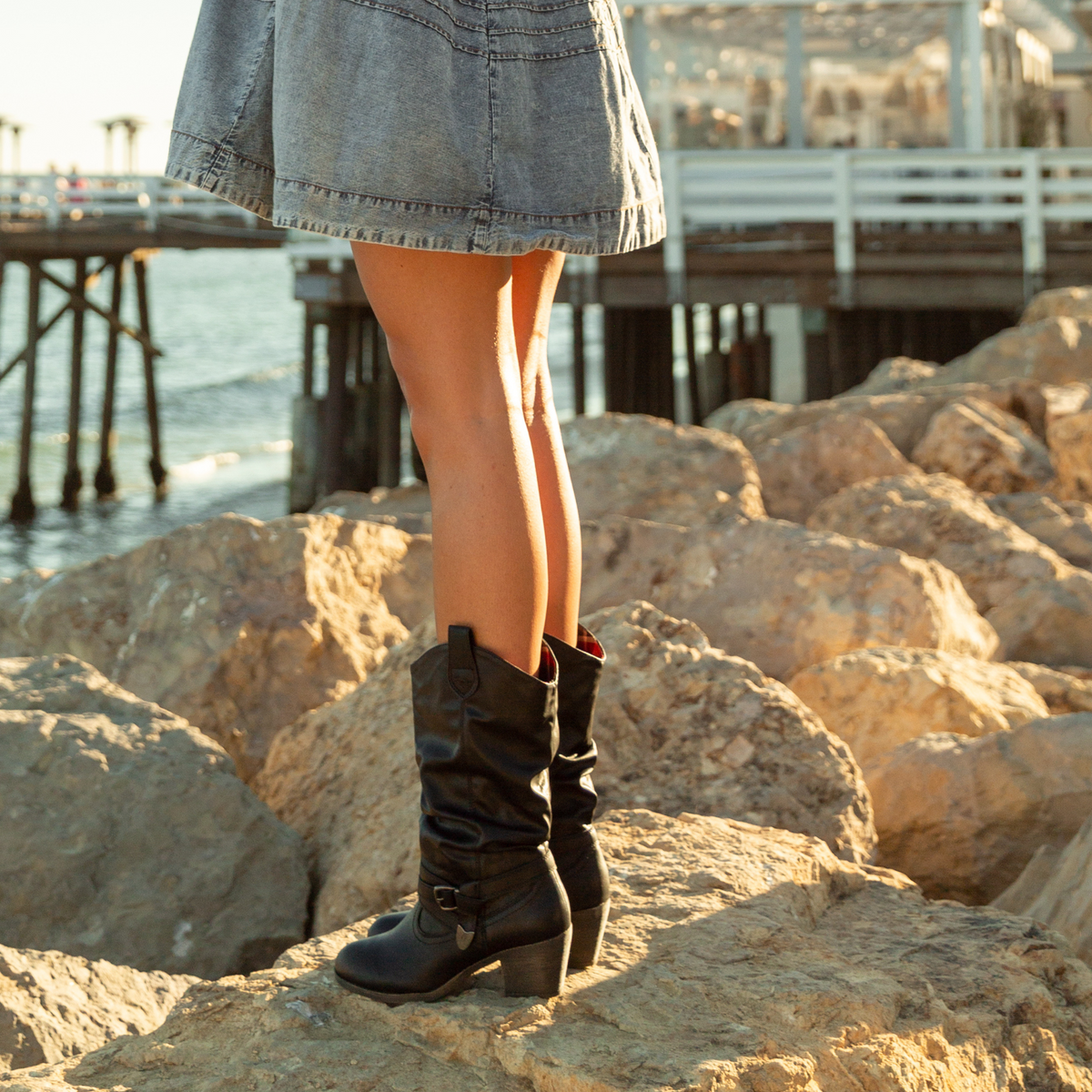 Sidestep Black Western Boot - Rocket Dog